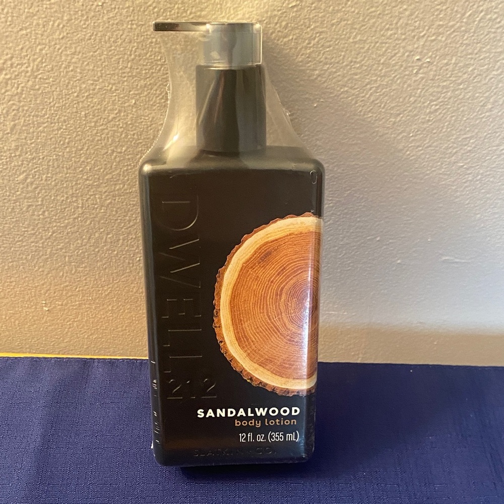 Dwell Sandalwood Body Lotion in Black Bottle